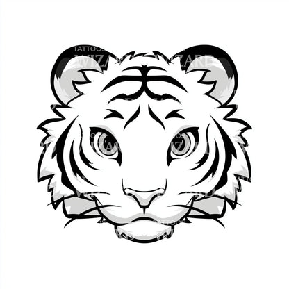 Simple Tiger Outline Tattoo Design