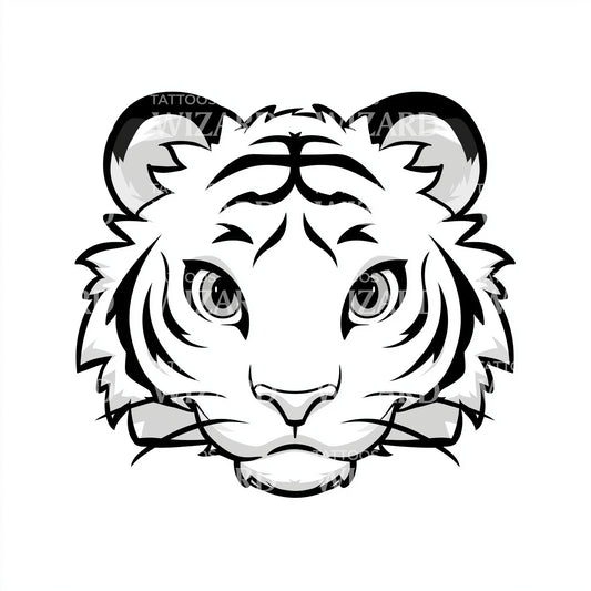 Simple Tiger Outline Tattoo Design