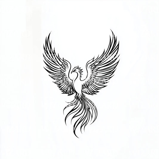 Simplistic Phoenix Outline Tattoo Design