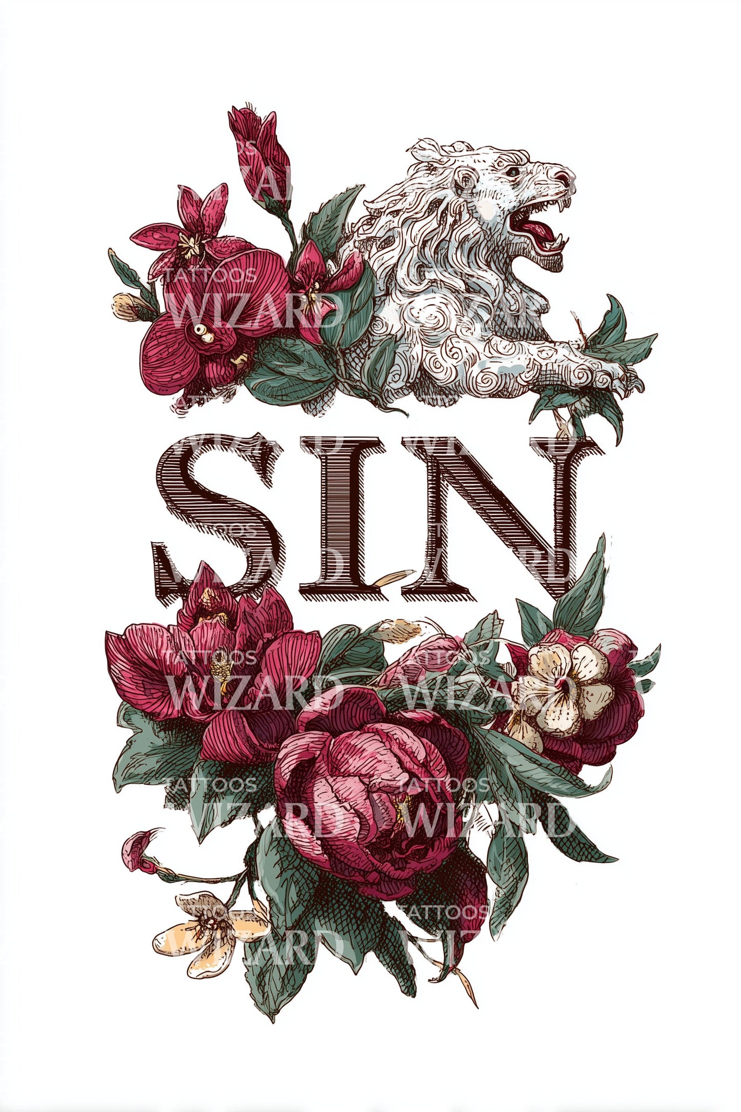 SIN Rose Emblem Tattoo Illustration