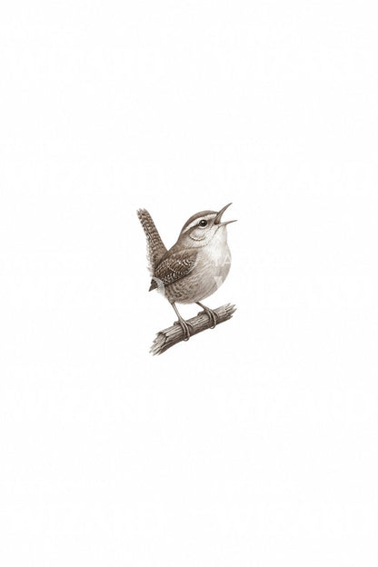 Singing Wren Micro Realism Tattoo Idea