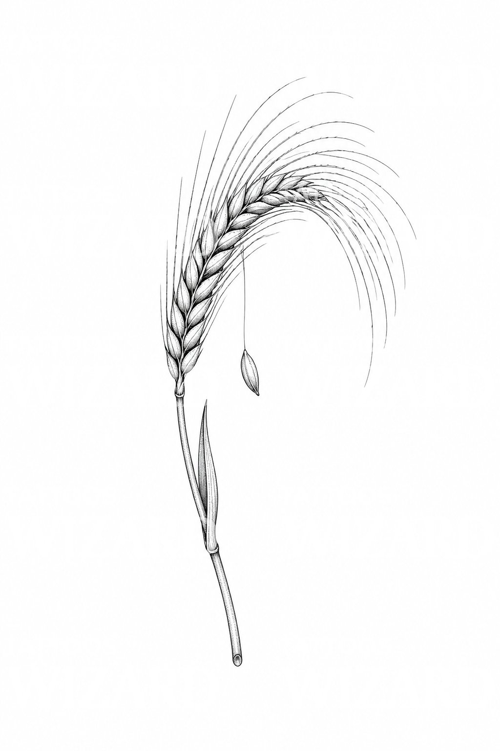 Single Barley Ear Botanical Tattoo Idea