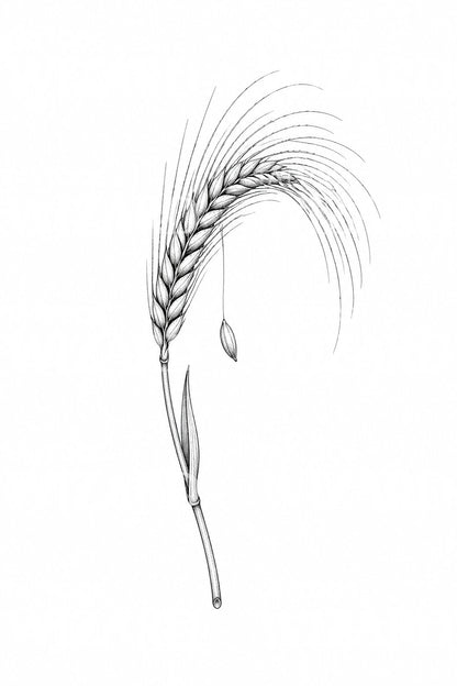 Single Barley Ear Botanical Tattoo Idea
