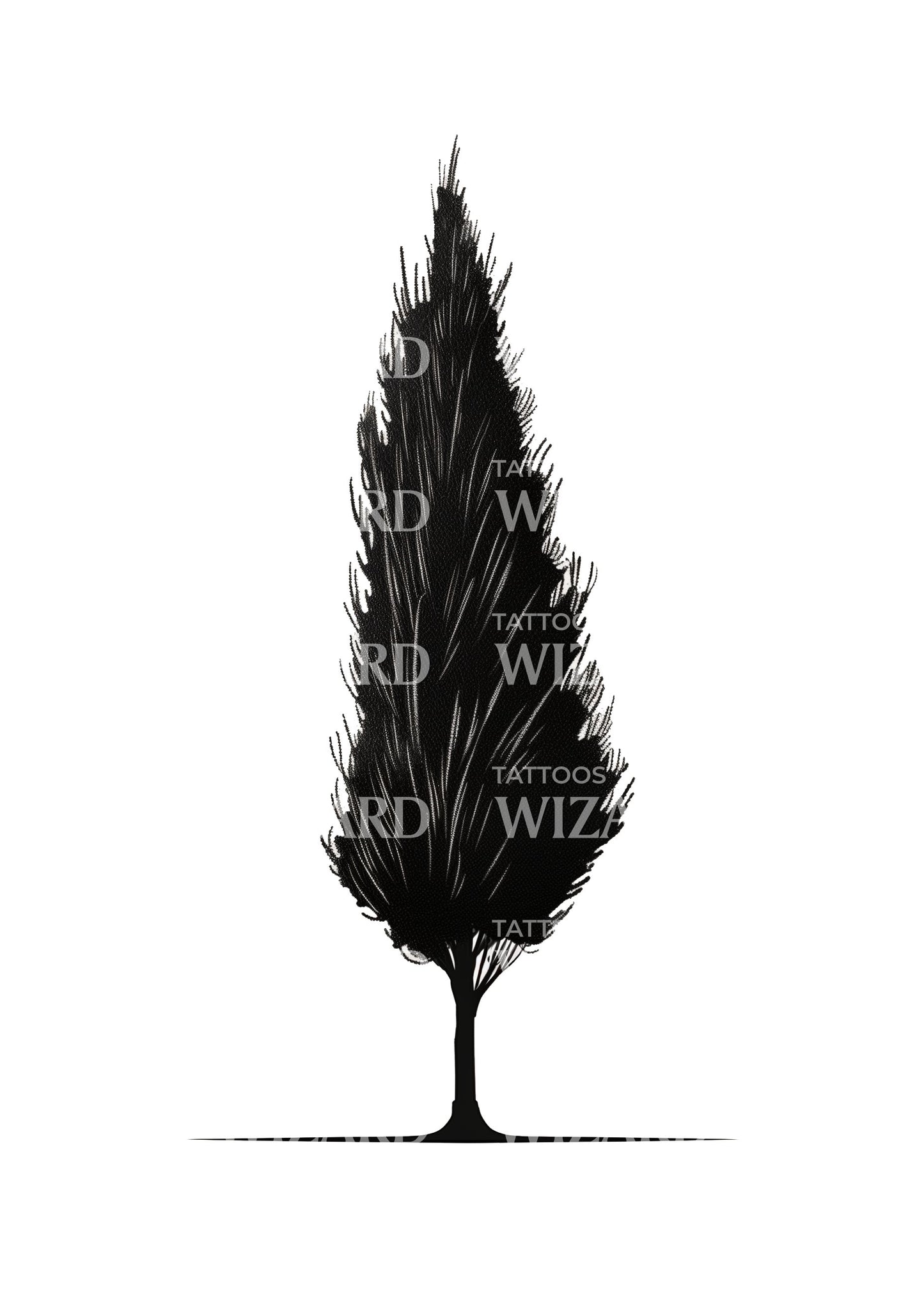 Single Cypress Tree Tattoo Idea