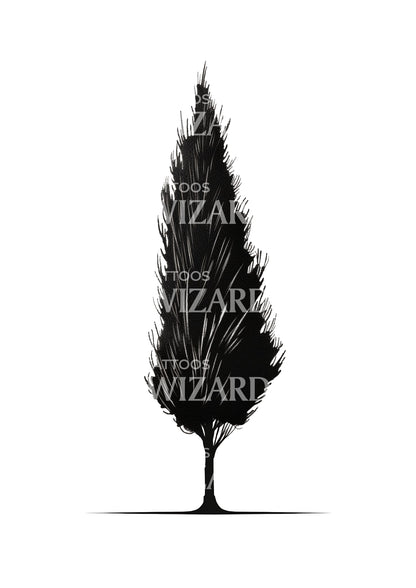 Single Cypress Tree Tattoo Idea