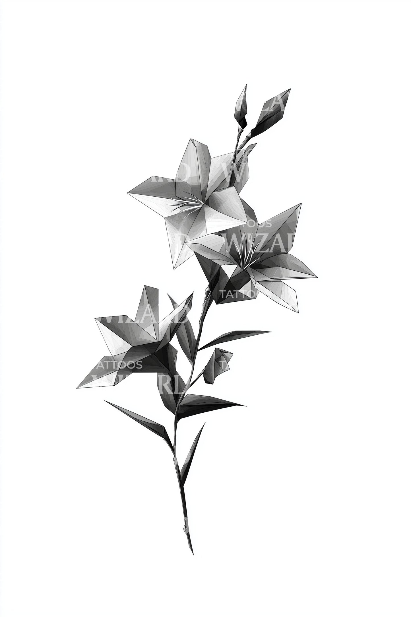 Single Lily Stem Tattoo Illustration