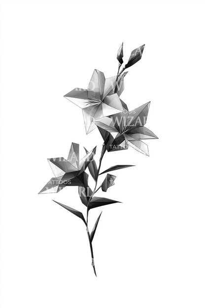 Einzelne Lilienstängel Tattoo Illustration
