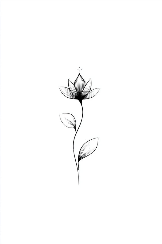 Single Line Lotus Tattoo Design