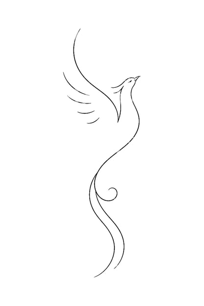 Single Line Phoenix Tattoo Idea