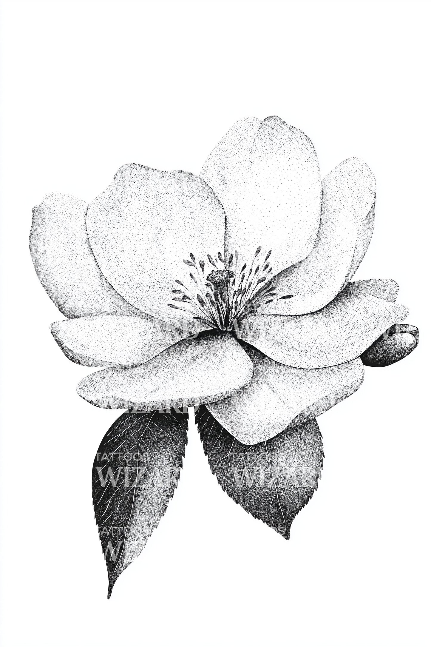 Single Magnolia Blossom Tattoo Design