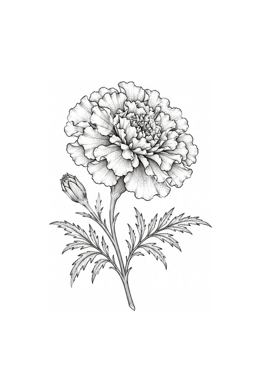Fineline-tatovering av en enkelt ringblomst