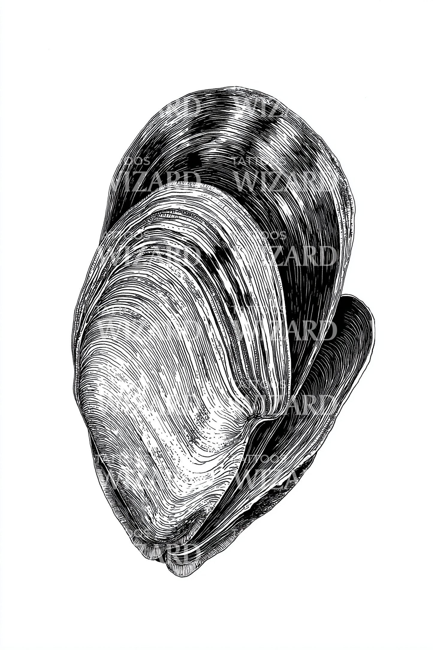 Single Mussel Shell Tattoo Design