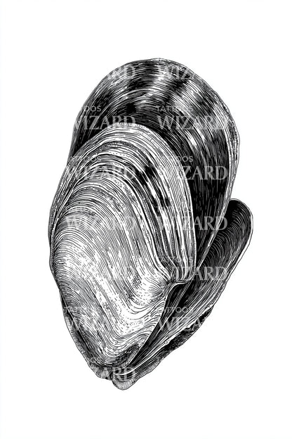 Single Mussel Shell Tattoo Design