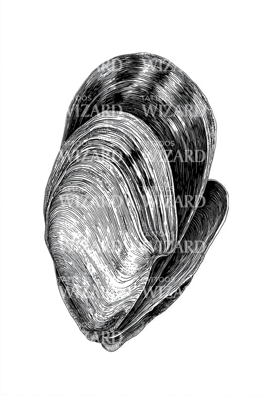 Single Mussel Shell Tattoo Design