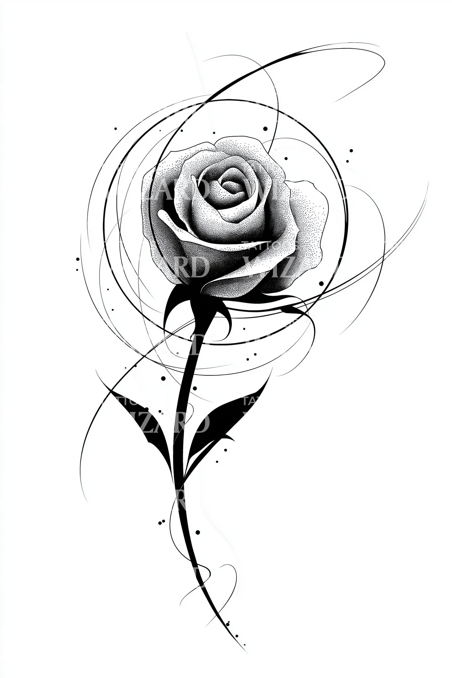 Single Rose Ink Tattoo Design