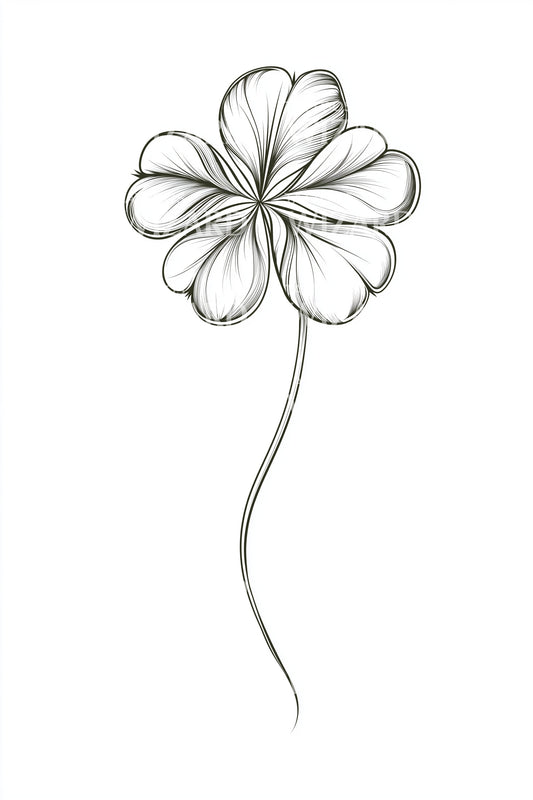 Single Stem Clover Tattoo Design