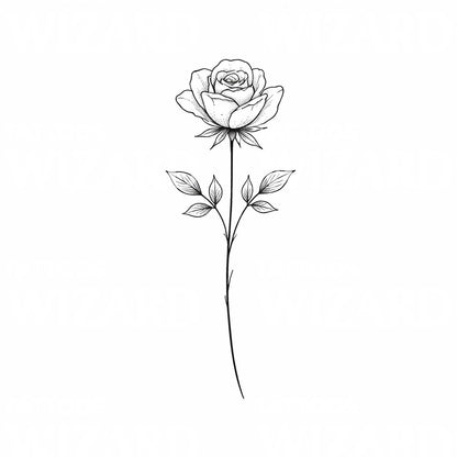 Single Stem Rose Tattoo Design