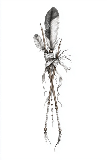 Single Totem Feather Tattoo Idea