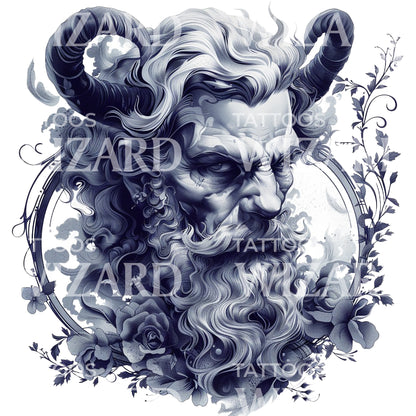 Sinister Portrait of Hades Tattoo Design