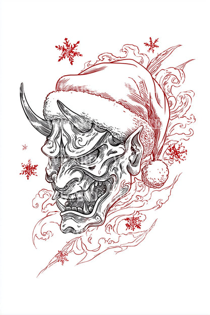 Sinister Santa Skull Tattoo Illustration