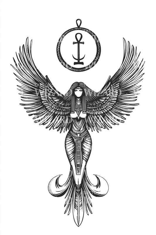 Idea tatuaggio emblema ancora sirena