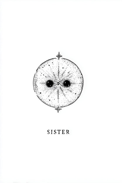 Sister Compass Minimal Tattoo Design