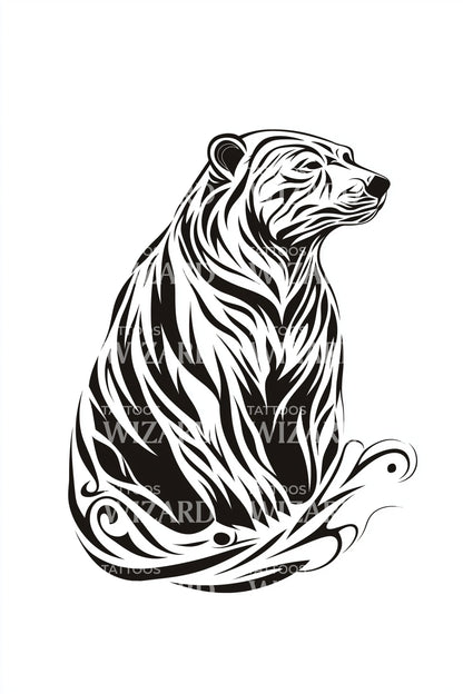 Sitting Bear Emblem Tattoo Design