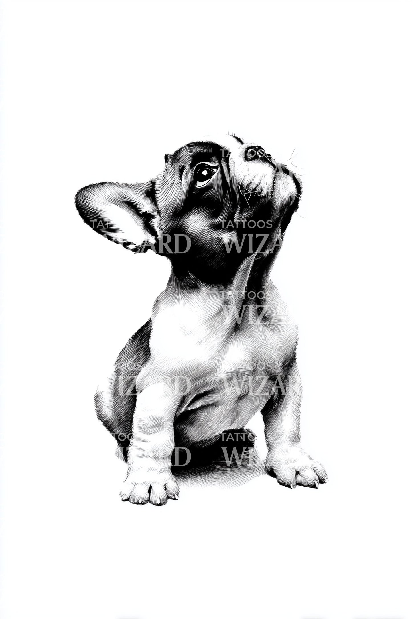 Sitting French Bulldog Tattoo Design