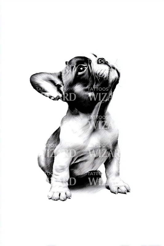 Sitting French Bulldog Tattoo Design