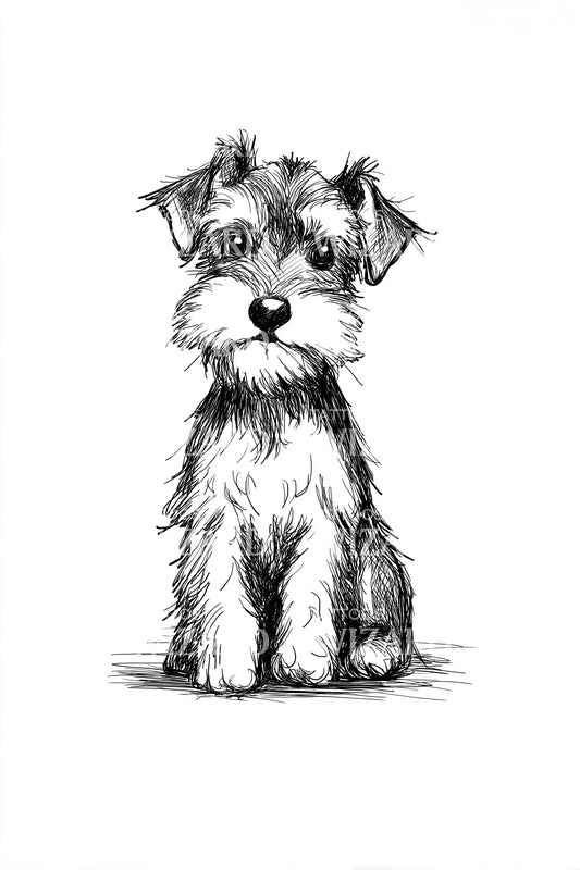 Sitting Schnauzer Pup Tattoo Design