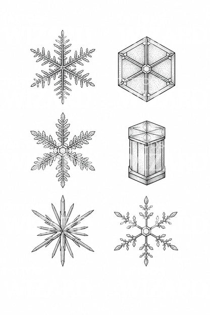 Six Snow Crystals Study Tattoo Design