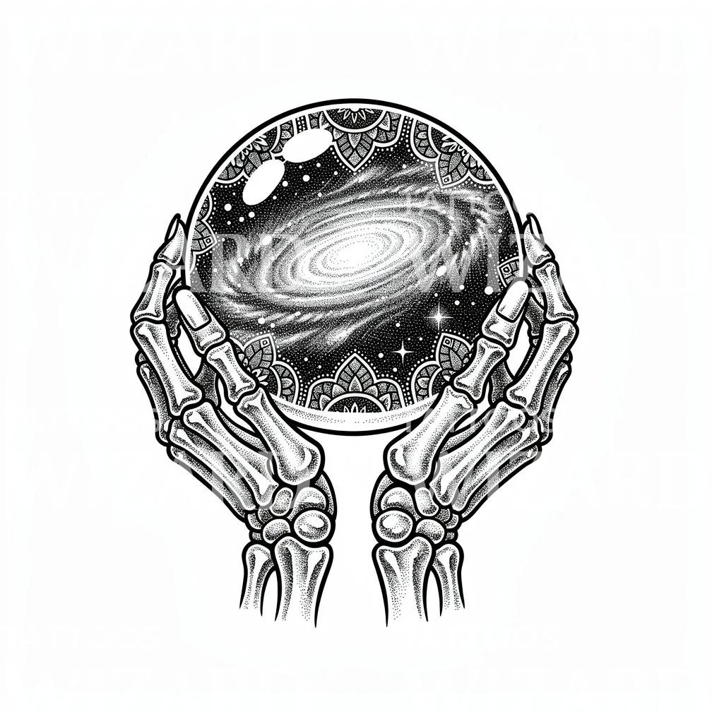 Skelet Melkweg Bol Tattoo-Ontwerp