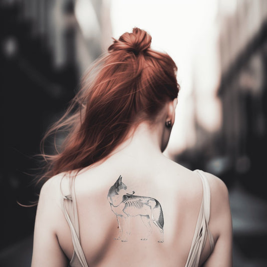 Anatomical Wolf Skeleton Tattoo Design