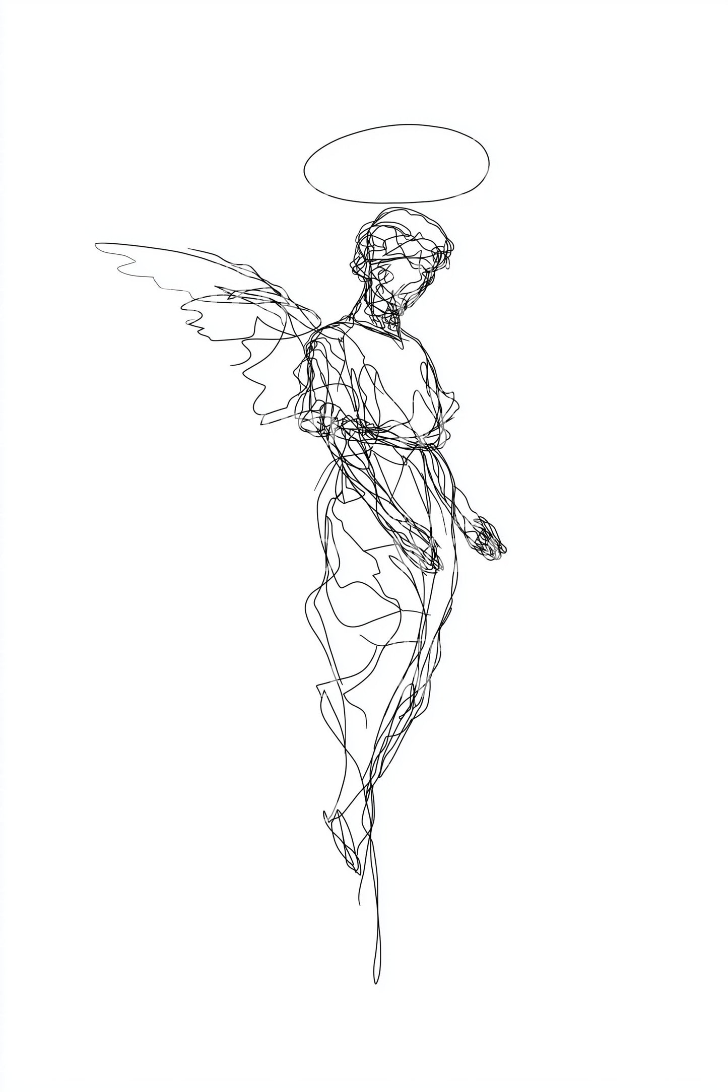 Sketch Angel in Prayer Tattoo Design