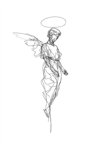 Sketch Angel in Prayer Tattoo Design