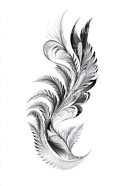 Sketch Feather Flow Tattoo Design