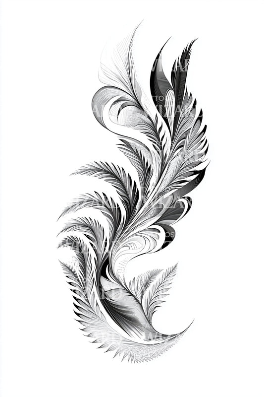 Sketch Feather Flow Tattoo Design