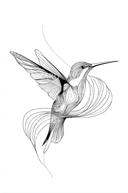Skizze Kolibri Tattoo Design