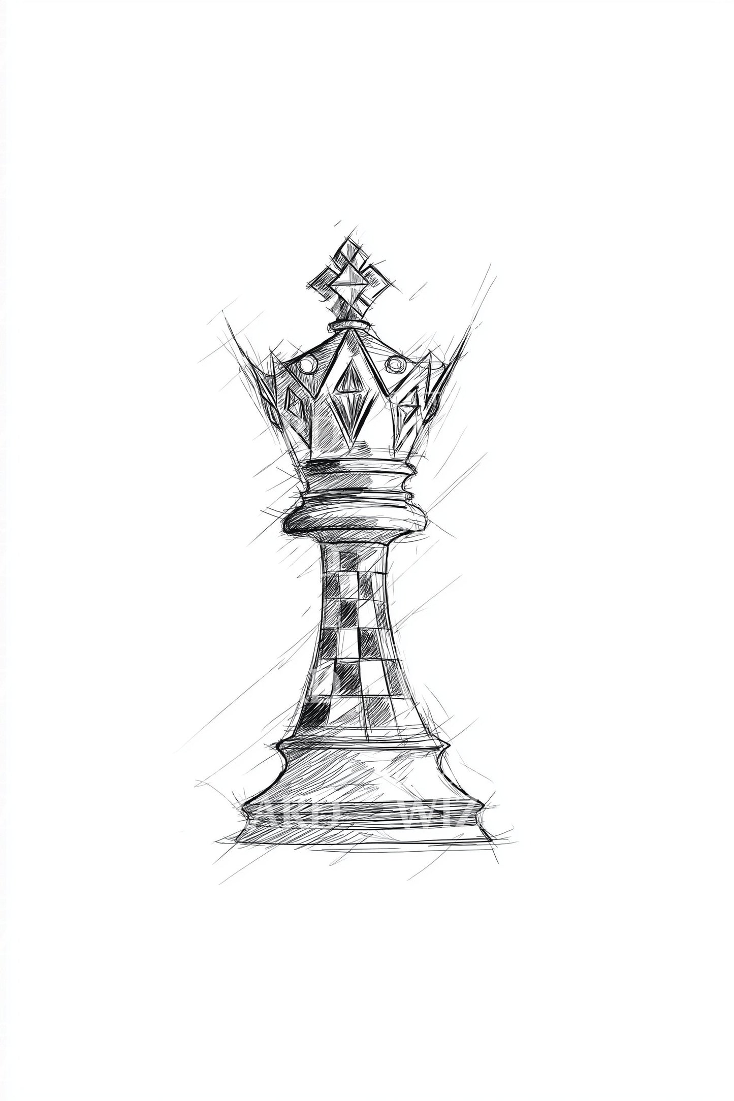 Sketch King Chess Piece Tattoo Illustration