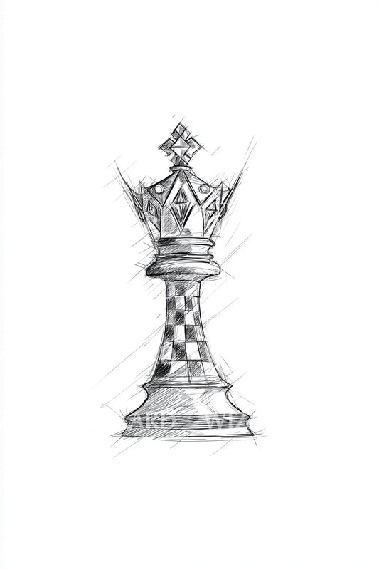 Sketch King Chess Piece Tattoo Illustration