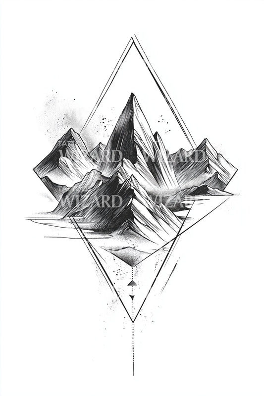 Sketch Line Mountain Tattoo Idea