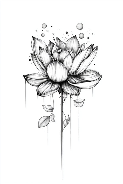 素描莲花飞溅纹身创意