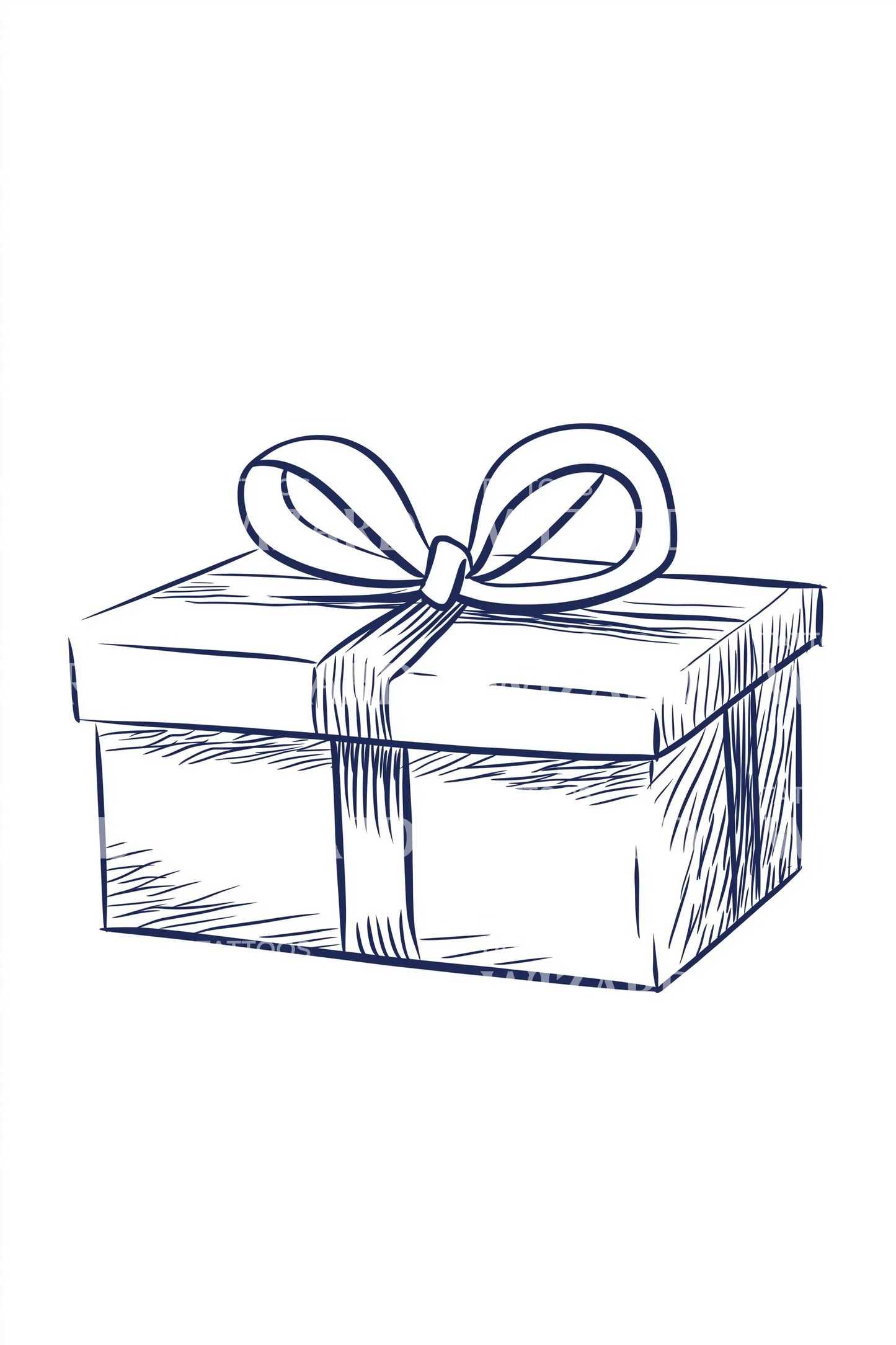 Sketchy Blue Present Tattoo Illustration