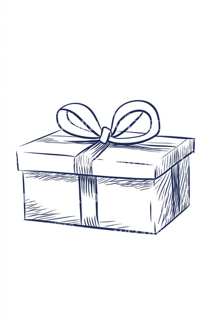 Sketchy Blue Present Tattoo Illustration