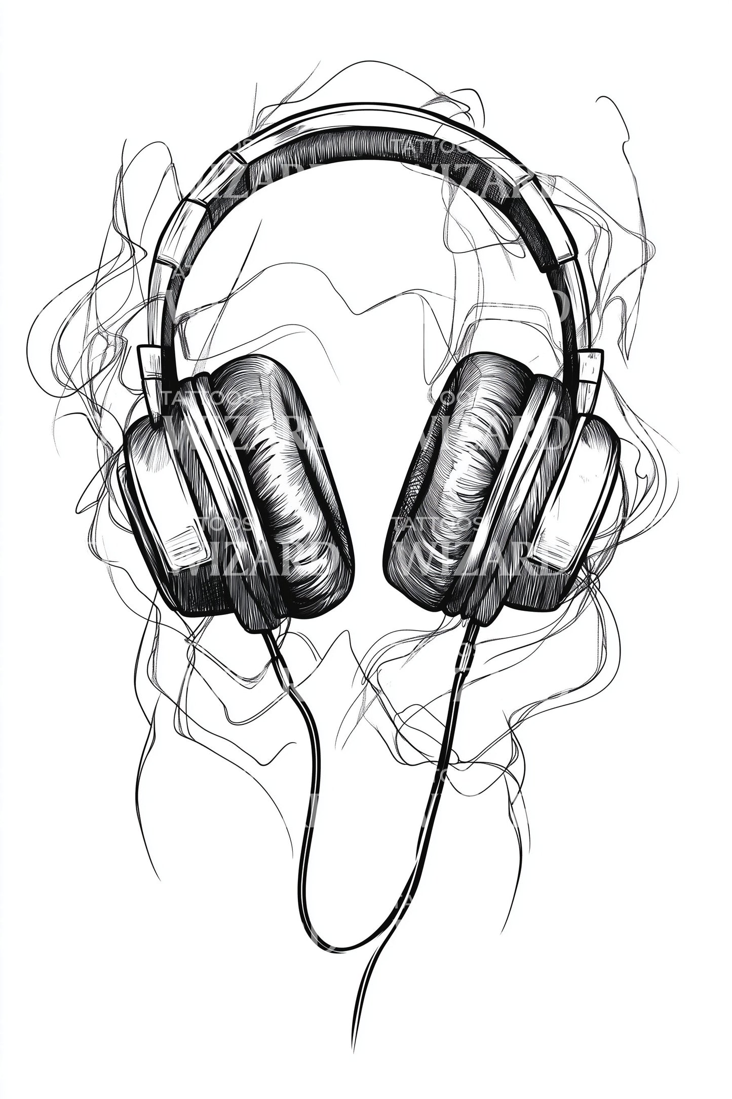 Sketchy Headphones Vibe Tattoo Idea