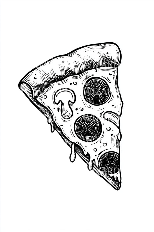 Sketchy Pizza Slice Tattoo Illustration