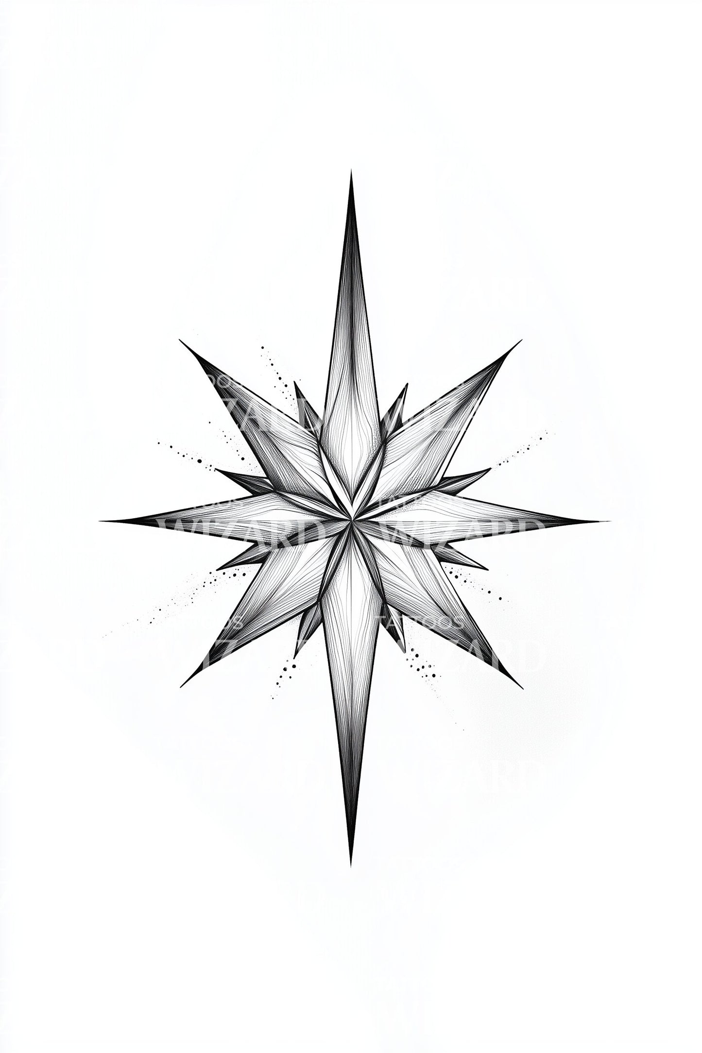 Sketchy Shattered Star Tattoo Illustration