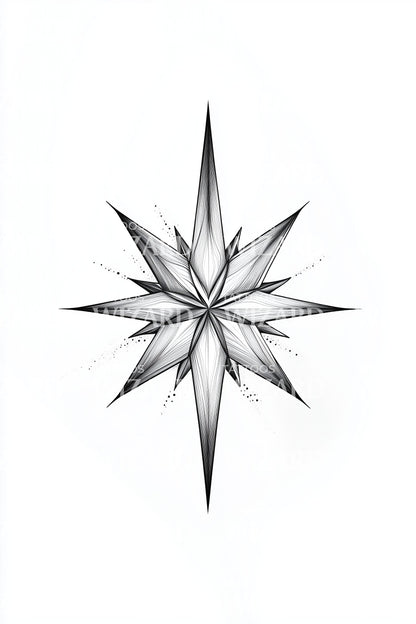 Sketchy Shattered Star Tattoo Illustration
