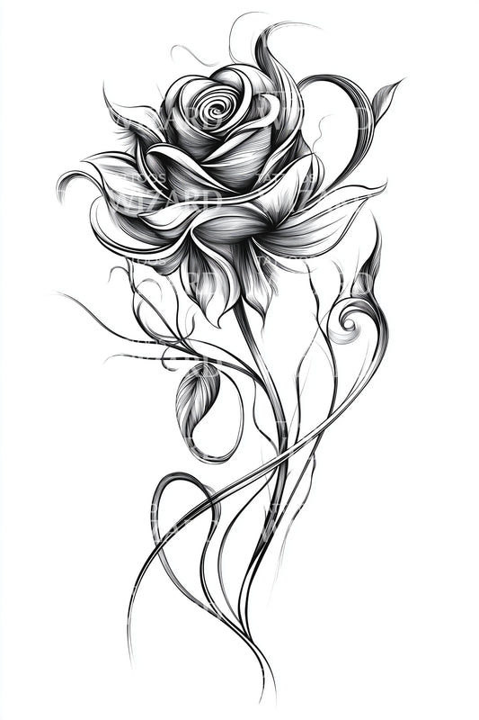 Sketchy Thorned Rose Tattoo Design