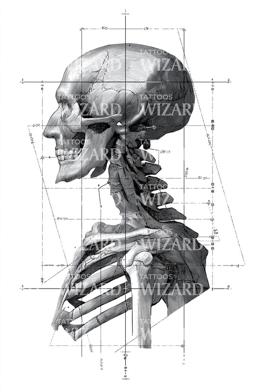 Skull Anatomy Draft Tattoo Illustration